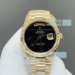 8+ Factory Swiss Clone Rolex Day-Date Gain Weight 36mm Black Face Gold Case Watch 